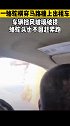 内蒙古，一骆驼横穿马路撞上出租车，车辆挡风玻璃破损，骆驼头也不回赶紧跑。