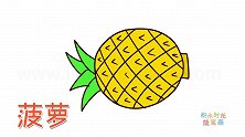 水果简笔画大全，画圆圆的菠萝简笔画