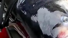 这是抓了个“海龙王”回来吗？放在摩托车后座上，起步都费劲啊！