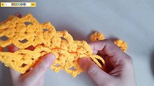 钩针编织毛线花带，可做发带、窗帘绑带