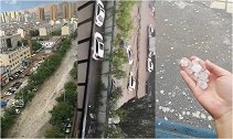 暴雨冰雹大风齐来袭！内蒙古乌海积水倾泻成瀑 多辆汽车被冲走
