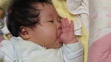 好萌！2个月小宝宝认真地吮吸手指，表情销魂又享受！