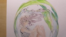 日本插画师非常棒的水彩上色过程！色彩唯美光影运用成熟！