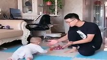 爸爸回来了，想要抱萌娃，接下来的一幕，网友：尴不尴尬