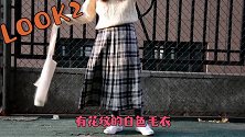 奶白色直筒裤加上呢子大衣，妥妥韩系少女风