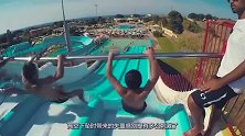 在水上乐园的滑道里能骑自行车吗？老外亲测，真是一把作死好手！