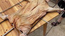 花2000块买了一只乳猪，花2个小时慢烤，皮酥肉嫩太过瘾