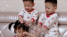 不愧是龙凤三胞胎兄妹啊，真是心有灵犀，这心灵感应莫名的一致