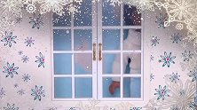 美国女孩娃娃过家家，模拟下雪天出门玩雪堆雪人，回家吃饭