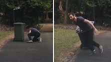 澳大利亚：愤怒的小鸟！男子藏在垃圾箱后躲避鸟的攻击