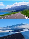 一个是夏天一个是冬天新疆赛里木湖