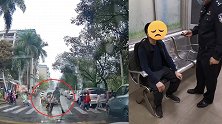 广州男子无视学生驾车强闯斑马线还谩骂老师 警方：已依法处罚