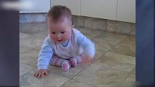 搞笑的萌玩，趴着地上，躬着身子前进！