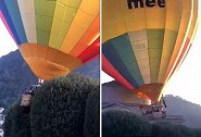 意大利：一个满载游客的热气球起飞后撞掉博物馆屋顶装饰柱
