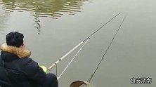 两位钓友农村家塘里鸡栏边一前一后挥杆守钓，没想效果截然相反