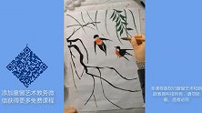 童窗艺术燕子桃花图
