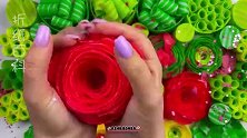小姐姐捏漂亮的红色与绿色香皂花，声音超减压，手工DIY