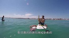 男子出海捉到巨型乌贼，当触手缠绕上冲浪板的一刻，他开始怂了！