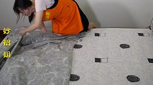 叠床单的时候，她做了这样一个小动作，没想到可以有这么棒的效果