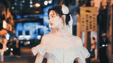 许佳琪SNH48毕业婚纱造型曝光夜幕中穿纯白嫁衣冒仙气